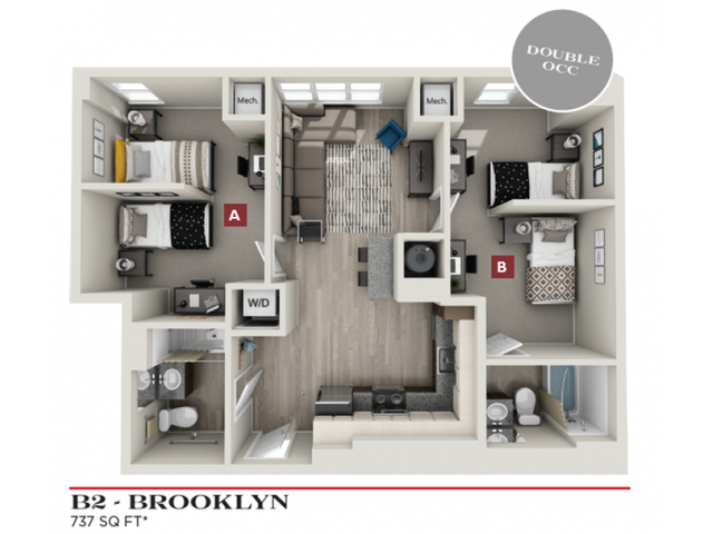 Brooklyn - 2x2 Double B2 Floor plan