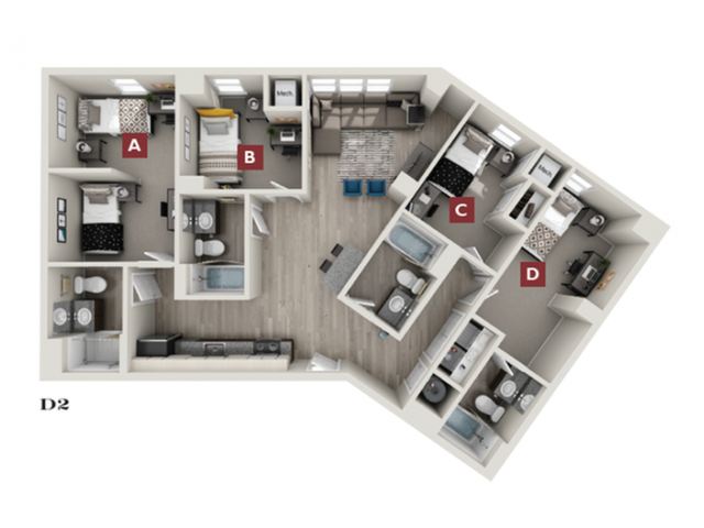 Dawson - 4x4 D2 Floor plan