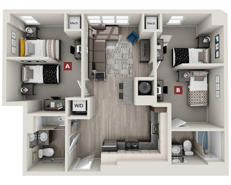Brooklyn - 2x2 Double B1 Floor plan
